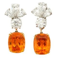 Finest Mandarin Garnet Diamond Platinum Earrings Mandarin Garnet, Orange Jewelry, Vintage Drop Earrings, Platinum Earrings, Jaune Orange, Orange Earrings, Platinum Jewelry, Garnet Jewelry, Garnet Earrings