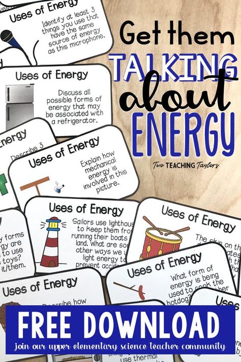 Need a fun way for your students to learn about energy?! Help them build content knowledge with these Discussion Cards! Engage EVERY student and it's a formative assessment opportunity​ too! Win win! #science #energy #discussioncards Science Energy, Forms Of Energy, Types Of Energy, Fourth Grade Science, Energy Forms, Science Experiments For Preschoolers, Science Vocabulary, Energy Activities, 4th Grade Science