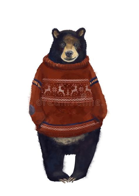 . Reindeer Christmas Sweater, Ugly Christmas Sweater Reindeer, Reindeer Sweater, Norwegian Sweater, Bear Illustration, Bear Art, Reindeer Christmas, Christmas Postcard, Wassily Kandinsky