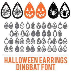 Cricut Halloween Earrings, Halloween Faux Leather Earrings, Dingbat Fonts, Diy Leather Earrings, Earring Svg, Cricut Halloween, Cricut Projects Beginner, Cricut Craft, Leather Crafts