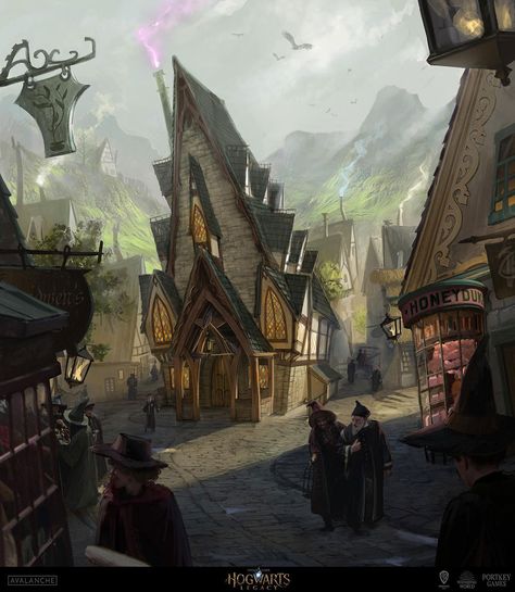 Hogsmeade Village, Fantasy Village, Hogwarts Legacy, Hogwarts Castle, Hogwarts Aesthetic, Environment Design, Environment Concept Art, Video Game Art, Game Artwork