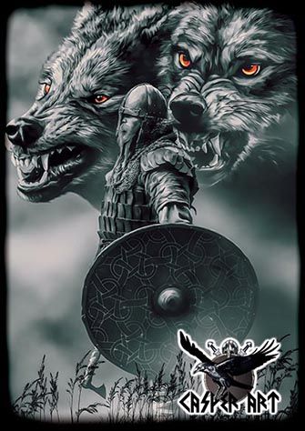 Geri and Freki by thecasperart Viking Warrior Tattoos, Guerriero Samurai, Arte Viking, Viking Tattoo Sleeve, Vikings Tattoo, Warrior Tattoos, Norse Tattoo, Nordic Tattoo, Wolf Tattoo Design