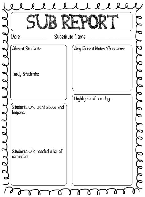 Substitute Teacher Report Sub Report Form Substitute Teacher, Substitute Report Printable, A Note From The Substitute Teacher, Substitute Teacher Report Form Free, Substitute Teacher Report Form, Substitute Folder Ideas, Tips For Substitute Teachers, Substitute Teacher Quotes, Sub Folders For Teachers