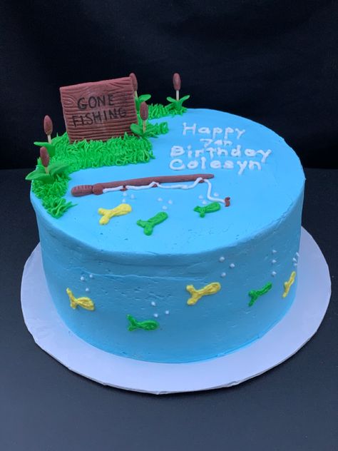 Fishing Theme Cake, Lake Cake, Fish Cake Birthday, Fishing Cake, Dessert Gifts, Funny Birthday Cakes, Birthday Decorations Kids, Birthday Cakes For Men, Pretty Birthday Cakes