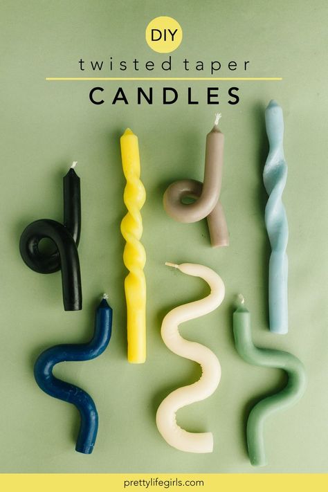 Wiggly Candles, Candle Trends, Bent Candles, Diy Twisted Candles, Twisty Candles, Diy Taper Candles, Birthday Candles Diy, White Taper Candles, Candles Trends