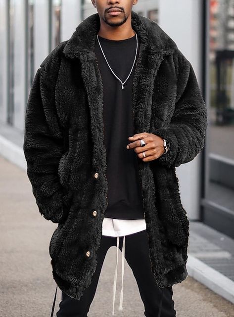 Black Denim Jacket Men, Casual Cotton Top, Crown Tattoo Design, His Closet, Men Coat, Fluffy Jacket, Mens Fur, Black Men Street Fashion, Crown Tattoo