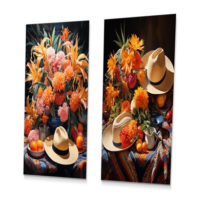 This set of 2 metal wall art, will add a modern touch to your home or office. This Orange metal décor is made of aluminum and will be perfect for enhancing your home or office décor. These 2 pieces Global metal artwork will make your wall the focal point. Shop now for the perfect metal wall art! Latitude Run® Overall Size: 32" H x 32" W | Latitude Run® Mexican Sombrero Floral Shades I - Mexican Metal Wall Art Set Of 3 Metal in Red;pink;orange | 32" H x 32" W | Wayfair | Home Decor Mexican Sombrero, Orange Wall Art, Wall Art Set Of 2, Orange Walls, Art Set Of 2, Wall Art Set Of 3, Framed Wall Art Sets, Art Set Of 3, Canvas Wall Art Set