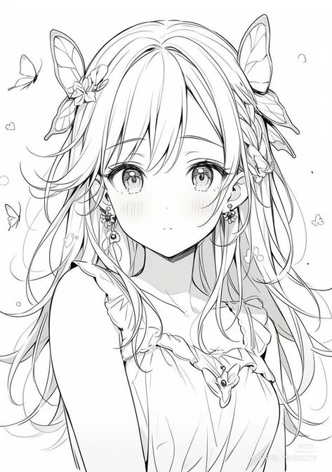 Anime Sketch Digital Art, Coloring Book Art Anime, Anime Line Art Drawings, Anime Colouring Pages, Cute Anime Coloring Pages, Manga Digital Art, Coloring Page Anime, Manga Coloring Pages, Manga Coloring Book