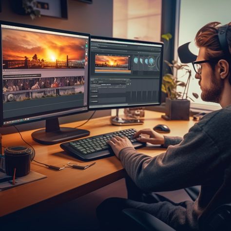 Person Editing On Computer, Need Video Editor, Video Editing Pictures, Video Editing Pic, Video Editing Photos, Video Editing Setup, Video Editor Aesthetic, Videographer Aesthetic, Investing Lifestyle