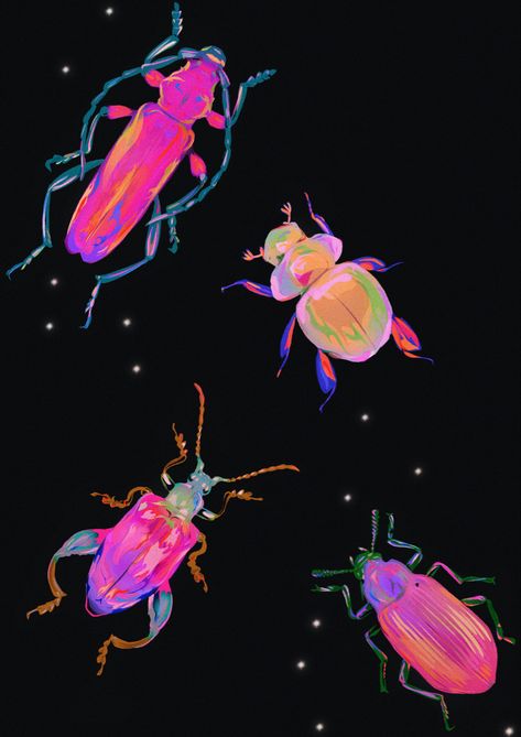 illustration of insects on a black background Insect Mural, Utopia Aesthetic, Bug Wallpaper, Process Portfolio, Bugs Drawing, Art Maker, Different Kinds Of Art, Bug Art, Beautiful Bugs