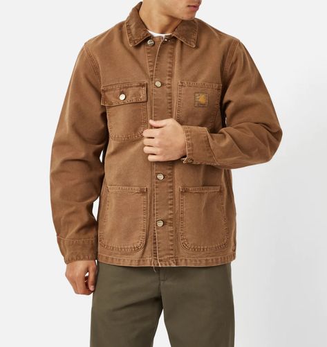 The Michigan Coat from Carhartt-WIP is a classic chore coat silhouette, constructed in a hard-wearing ‘Dearborn Canvas’.  Featuring contrast buttons and rivet detailing that draws from a classic workwear aesthetic. Material: 100% Organic Cotton 'Dearborn Canvas', 12 oz Fit: Regular, true to size. Unlined Corduroy top collar Front closure with buttons Square label  Pls contact us for any additional info. Thank you.   SHIPMENT We aim to dispatch within 5 working days of payment being recieved. No Workwear Aesthetic, Corduroy Top, Carhartt Workwear, Chore Coat, Coat Winter, Carhartt Wip, Mens Clothing Styles, Winter Coat, Michigan