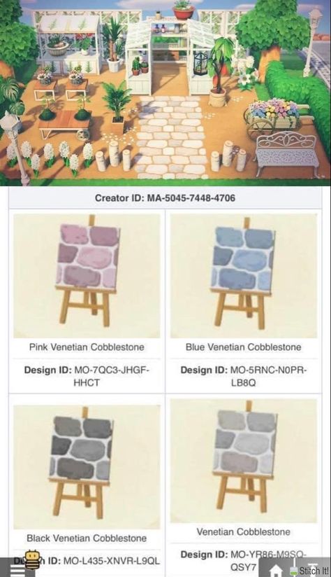 Custom Pattern Animal Crossing, Animal Crossing Island Inspiration Codes, Acnh Art Design, Cafe Acnh Code, Acnh Custom Design Ideas, Animal Crossing Walkway Design, Acnh Patio Design Code, Animal Crossing Custom Codes, Custom Design Animal Crossing Path