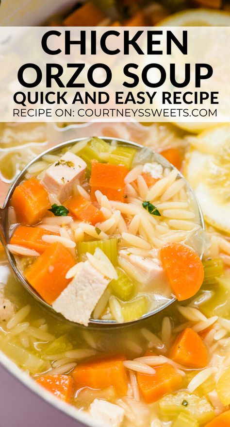 Chicken Soup Recipes Orzo, Chicken Orzo Soup Recipes Homemade, One Pot Chicken Orzo Soup, Chicken Risotto Soup, Chicken Soup Orzo Recipes, Homemade Chicken Orzo Soup, Chicken Soup With Orzo Recipes, Mediterranean Chicken Orzo Soup, Rotisserie Chicken Orzo Soup