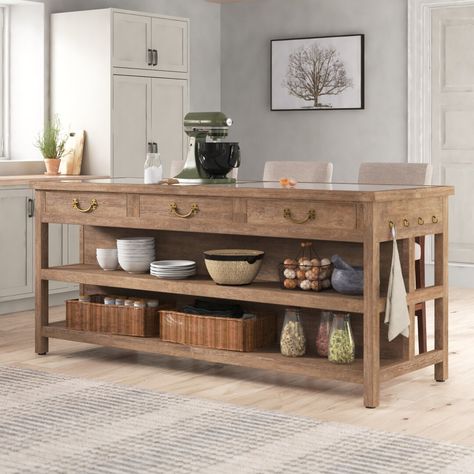 Vintage Island Kitchen, Moving Kitchen Island, Kitchen Island Alternatives, Rustic Kitchen Island Ideas, Country Farm Kitchen, Kitchen Island With Drawers, Dapur Rustic, Modern Country Kitchens, Kitchen Island Tops