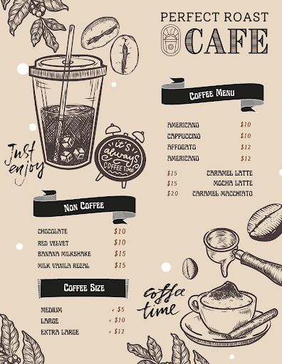 Best 15 Coffee Shop Menu Ideas - Stealth Agents Coffee Shop Menu Ideas, Coffee Menu Design, Cafe Menu Design, Coffee Shop Menu, Cozy Coffee Shop, Coffee Menu, Cafe Menu, Menu Ideas, Coffee Design