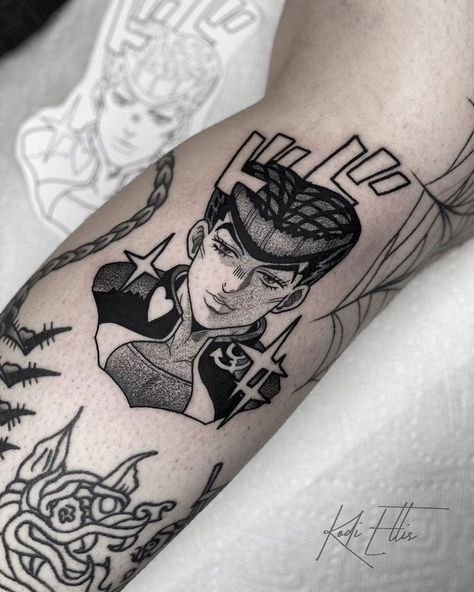 Diamond Is Unbreakable, Adventure Tattoo, Josuke Higashikata, Nerd Tattoo, Manga Tattoo, 4 Tattoo, Kawaii Tattoo, Red Ink Tattoos, Spine Tattoos