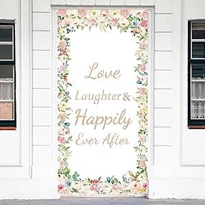 Amazon.com: Joyiou Love Laughter Happily Ever After Backdrop Door Banner Decorations, Wedding Engagement Party Gift Sign Supplies, Bridal Shower Door Cover Photo Booth Props Décor : Home & Kitchen Wedding Decorations For Reception, Decorations For Reception, Just Married Banner, Indoor Wedding Receptions, Photo Booth Prop, Engagement Party Gifts, Gold Bridal Showers, Engagement Party Decorations, Door Cover