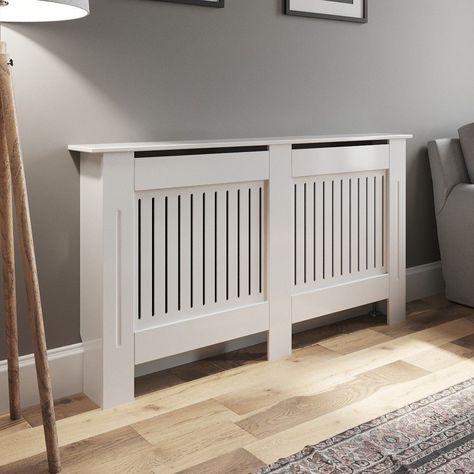 Modern Radiator Cover, White Radiator, White Radiator Covers, Contemporary Radiators, Decorative Radiators, Old Radiators, Radiator Covers, Slatted Shelves, Flat Panel Radiators