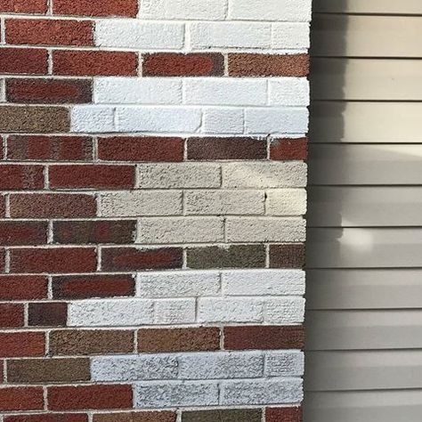 We LOVE swatch photos, but we love @carlybergs' limewashing skills even more! Can't Get enough of your custom mixes Carly! "Trying out colors for an exterior limewash. Top to bottom: Avorio White mixed with Riposo Beige, Avorio White, Toscano Beige, Riposo Beige, Nube Gray."...Romabio Classico Limewash now available at select @homedepot stores and in their website with free shipping....#Romabio #romabiopaints #RomabioBioCalceClassico #AvorioWhite #RiposoBeige #Nube Gray #ToscanoBeige # Cristallo White Limewash Exterior, Romabio Limewash Colors, Exterior Limewash, White Wash Brick Exterior, Whitewash Brick, Brick Exteriors, Paint Brick, Whitewashed Brick, White Wash Brick Fireplace