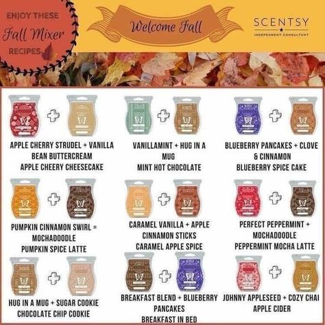 Fragrance Recipes, Scent Recipes, Scentsy Consultant Business, Scentsy Facebook Party, Scentsy Recipes, Scentsy Candles, Candle Wax Warmer, Recipes For Fall, Selling Scentsy