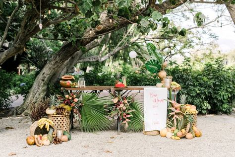 Tropical Camarillo garden wedding_0287 Tropical Centrepiece, Tropical Wedding Theme, Boho Tropical, Coral Garden, Garden Venue, California Garden, Bright Wedding, Bali Wedding, Tropical Party