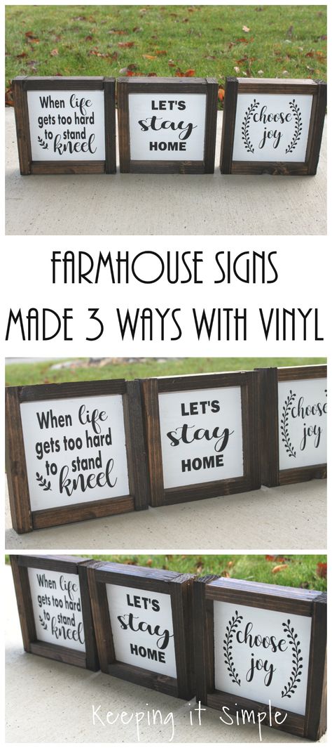 Farmhouse Signs Diy, Wooden Signs Diy, Farmhouse Crafts, Signs Diy, How To Make Signs, Vinyl Gifts, Diy Wood Signs, Diy Vinyl, Keeping It Simple