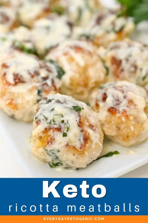 Keto Ricotta Meatballs, Ricotta Cheese Meatballs, Ricotta Chicken Meatballs, Carnivore Ricotta Recipes, Keto Ricotta Recipes, Carnavoir Diet, Chicken Ricotta Meatballs, 2024 Diet, Basil Cream Sauce