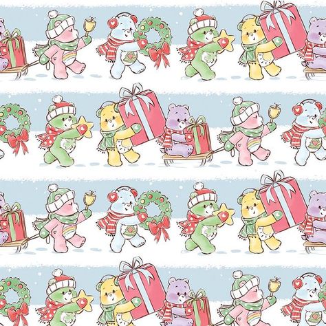 Pink Christmas Iphone Wallpaper, Care Bears Christmas, Star Wreath, The Care Bears, Baby Snow, Animal Templates, Halloween Wallpaper Cute, Kawaii Christmas, Childhood Days