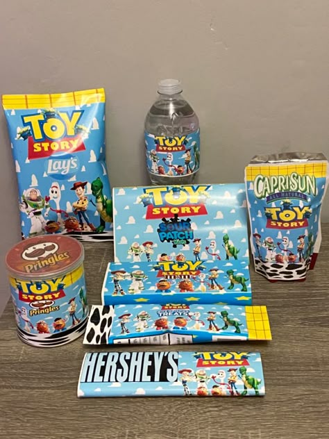 Custom treats Toy Story Goody Bag Ideas, Toy Story Candy Table Ideas, Toy Story Girl Birthday, Toy Story Dessert Table, Buzz Lightyear Birthday Party, Toy Story Birthday Cake, Toy Story Birthday Party Ideas, Buzz Lightyear Birthday, Custom Treats