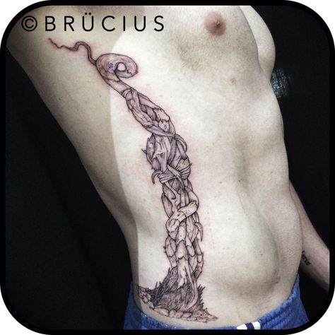 #BRÜCIUS #TATTOO #SF #SanFrancisco #brucius #engraving #etching #sculptoroflines #dotwork #blackwork #pen #ink #linespecialist #story #JackAndThe #beanstalk #ribs Beanstalk Tattoo, Antique Fork Tattoo, Engraving Tattoo Linework, Art Nouveau Forearm Tattoo, Jackalope Tattoo Blackwork, Pen Ink, Blackwork, Etching, Pen And Ink