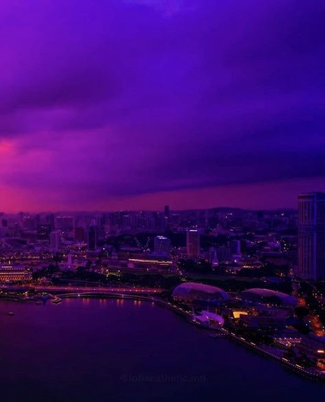 Pink Hour, Purple City, Purple Vibe, Dark Purple Aesthetic, Purple Sunset, View Wallpaper, Sunset City, Sky Pictures, Pretty Landscapes