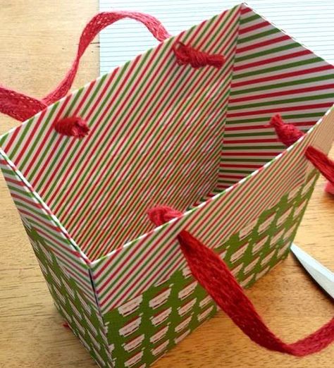 Make gift bags from 2 sheets of 12x12 paper.  Doodlebug Design Inc Blog: Santa Express: 12 x 12 Gift Bag Tutorial. Large Gift Bags Diy, Gift Bags From 12 X 12 Paper, Making Gift Bags Out Of Wrapping Paper, Gift Bag From 12x12 Paper, How To Make A Gift Bag Out Of Paper, Christmas Bags Diy, Christmas Gift Bags Ideas, Diy Gift Bags From Wrapping Paper, Making Gift Bags