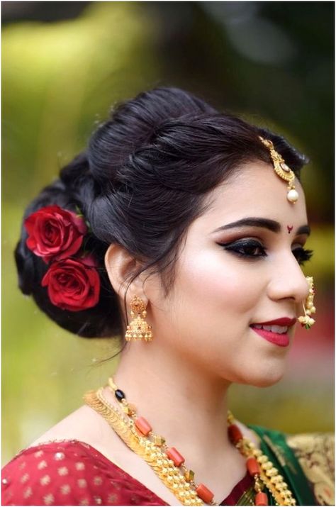 45 Gorgeous Bridal Hairstyles To Slay Your Wedding Look Hairstyles For Indian Wedding, Beautiful Wedding Makeup, Saree Hairstyles, Pengantin India, Makeup Pengantin, Bridal Bun, Bridal Hair Buns, Indian Wedding Hairstyles, Braided Bun Hairstyles