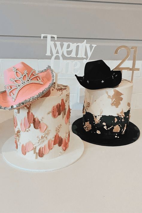 Rodeo Theme Birthday Party Women, Cowgirl Theme Cake, Cowgirl Cake Ideas, Cowgirl Hat Cake, Pink Cowgirl Cake, 21st Birthday Cake Ideas, Cowgirl Birthday Cakes, Western Birthday Cakes, Cow Birthday Cake