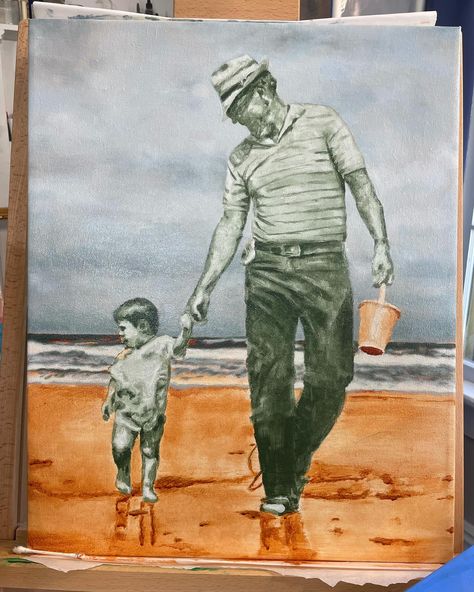 Throwback to a commission I completed earlier this year, for a client who wanted to surprise his wife and commemorate her grandfather! Swipe to see the various stages of progress ….. #oilpainting #commission #commissionart #beach #paintersOfInstagram #PaintersofRaleigh #commissionArtist #portrait #underpainting #overpainting #verdaccio #bistre #imprimatura Portrait Underpainting, Commission Art, Painter, This Year, Oil Painting, Quick Saves, Instagram, Art