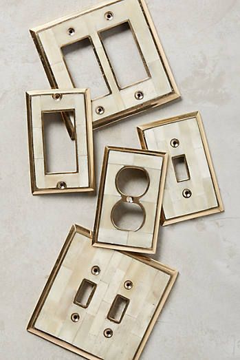 Brass Switch, Electric Switch, Mansion Bedroom, Unique Cabinets, Anthropologie Home, Dream Kitchens Design, Light Switch Plate, Light Switch Plate Cover, Bone Inlay