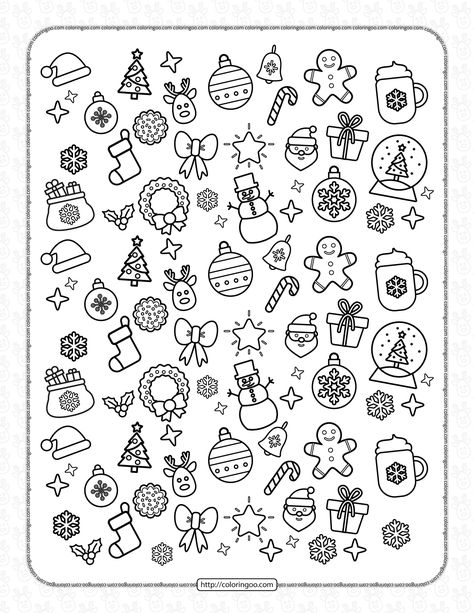 Printable Christmas Doodles Coloring Page 1 Draw Christmas Doodles, Christmas Coloring Pages Free, Reindeers Christmas, Christmas Ornament Coloring Page, Draw Christmas, Christmas Layout, Free Christmas Coloring Pages, Christmas Dragon, Easy Christmas Ornaments