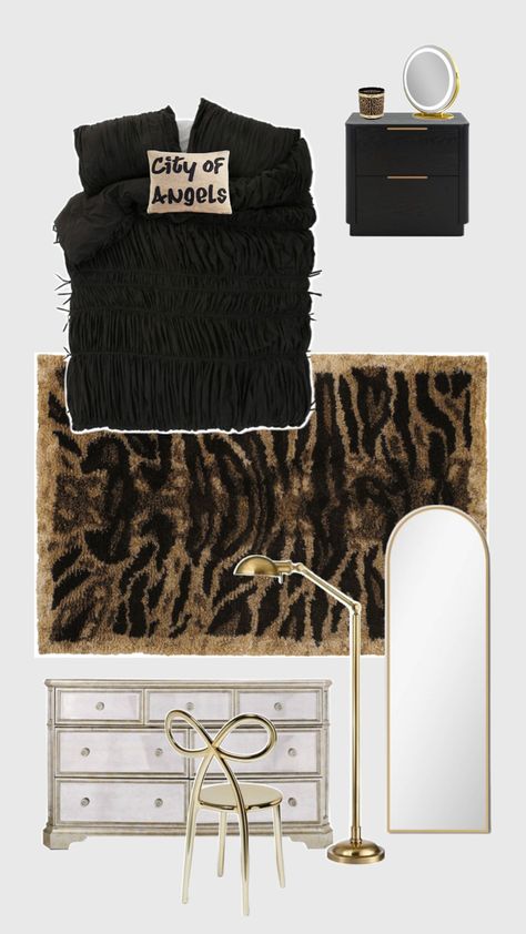 Room Inspiration Black And White, Sade Bedroom Ideas, Cheetah Print Room Aesthetic, Bedroom Stuff Ideas, Sade Aesthetic Room, Boujee Bedroom, Bedroom Collage, Leopard Print Room Decor, Room Decor Bedroom Aesthetic