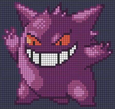 Alpha pattern #122342 | BraceletBook C2c Pokemon Blanket, Pokemon Crochet Graphgan, Gengar Alpha Pattern, Pokemon Crochet Tapestry, Pokemon Alpha Pattern, Pixel Grid Pattern, Pokemon Blanket, Pixel Art Pokemon, Knitting Machine Patterns