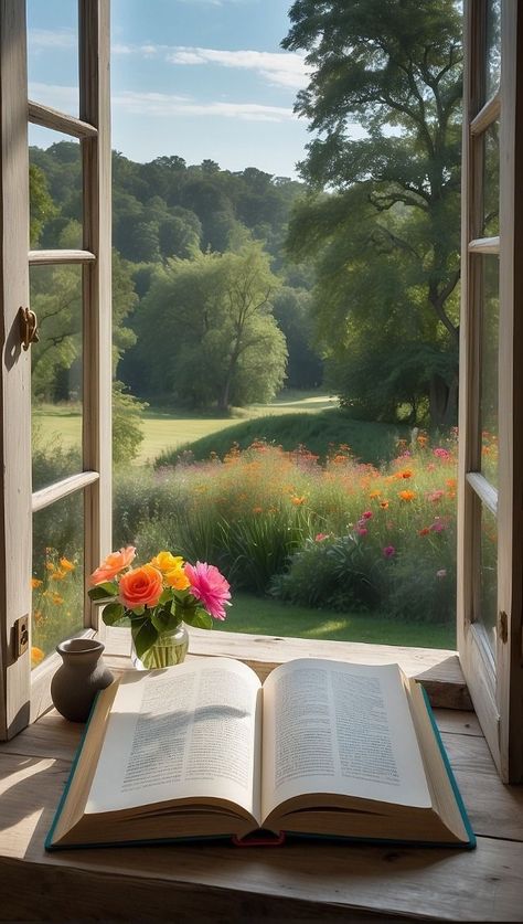 Open Window Photography, Open Window Aesthetic, A Vase Of Flowers, Window Photography, O My Soul, Rain Wallpapers, Vase Of Flowers, Praise The Lord, Landscape Art Painting