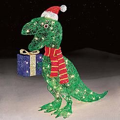 Trim A Home® 32" 105ct Icy Dinosaur Holding Presents Dinosaur Christmas Decorations, Novelty Christmas Decorations, Dinosaur Christmas Ornament, Dinosaur Light, Christmas Garden Decorations, Christmas World, Christmas Yard Decorations, Colonial Christmas, Dinosaur Gifts