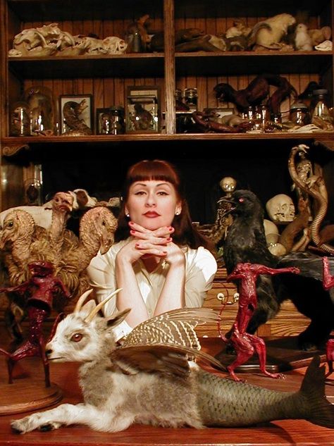 Sarina Brewer - in love with this woman and her ART! Punk Rock Art, Lipstick Tattoos, Curiosity Cabinet, Wet Specimen, Taxidermy Art, Vulture Culture, Vintage Styling, Bone Art, Cabinet Of Curiosities