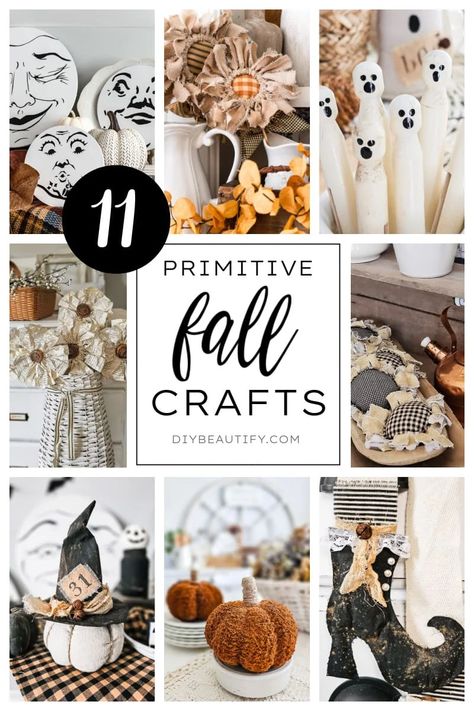 Primitive Crafts To Sell, Halloween Crafts To Make, Fall And Halloween Crafts, Folk Art Crafts, Primitive Crafts Diy, Primitive Halloween Crafts, Diy Primitive Decor, Easy Primitive Crafts, Primitive Crafts To Make