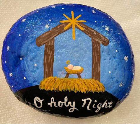 Nativity Rock Painting Ideas, Nativity Painted Rocks, Rock Painting Nativity Scene, Pebble Nativity Rock Art, Nativity Scene Painted Rocks, Nativity Stones, Painted Rock Nativity, Nativity Rocks Painted Stones, Snowman Rocks