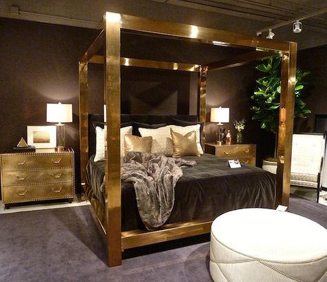 I like canopy's.  This one may be too ... (gold?) Gold Bed, Gold Bedroom, Bad Design, Canopy Bed, Master Bedrooms Decor, Beautiful Bedrooms, Dream Bedroom, Luxurious Bedrooms, Luxury Interior