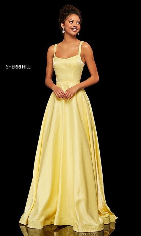 Pastel Yellow Prom Dress, Sherri Hill Prom Dress, Sherri Hill Prom, Prom Dresses Yellow, Sherri Hill Prom Dresses, Prom Dress Stores, Prom Dress Styles, Ball Gown Skirt, Prom Designs