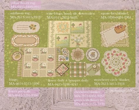 Acnh Kitchen Wallpaper Design Codes, Blanket Acnh Design, Springcore Custom Designs, Acnh Cottagecore Blanket Code, Acnh Island Designs Cottagecore Codes, Standee Custom Design Acnh, Acnh Mat Designs, Pattern Codes Animal Crossing, Acnh Blanket Design Code Cottagecore