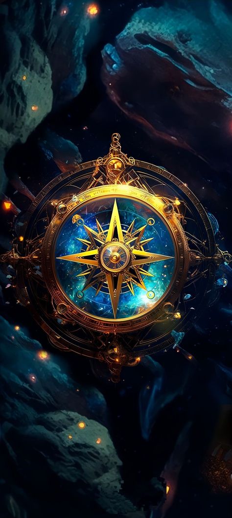 Magic Compass Fantasy Art, Compass Art, Yin Yang Art, Image Moto, Dreamy Artwork, Abstract Art Wallpaper, Celestial Art, Clock Art, Art Gallery Wallpaper