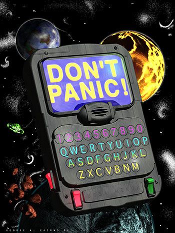 hitch hikers guide to the galaxy | The Hitchhikers Guide to the Galaxy (travel guide) - Hitchhikers Hitchhiker's Guide To The Galaxy, 42nd Birthday, Hitchhikers Guide To The Galaxy, Douglas Adams, Hitchhikers Guide, Galaxy Poster, Tv Tropes, Guide To The Galaxy, 패턴 배경화면