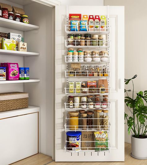 PRICES MAY VARY. 【Modern Design】 Introducing the ultimate storage solution for your home -- Mefirt Over The Door Organizer, the multi-purpose multifunctional storage rack! This versatile storage shelves can be combined or disassembled to suit your needs, making it perfect for any room in your home. 【Adjustable & Wall-Mounted】 This Over The Door Organizer Pantry Organizer can be adjusted to accommodate items of different heights. You can easily nail this rack to your wall or door for a secure and Door Pantry Organizer, Tiny Pantry, Door Spice Rack, Wall Spice Rack, Wall Mounted Spice Rack, Pantry Organizer, Over The Door Organizer, Seasoning Rack, Metal Storage Racks